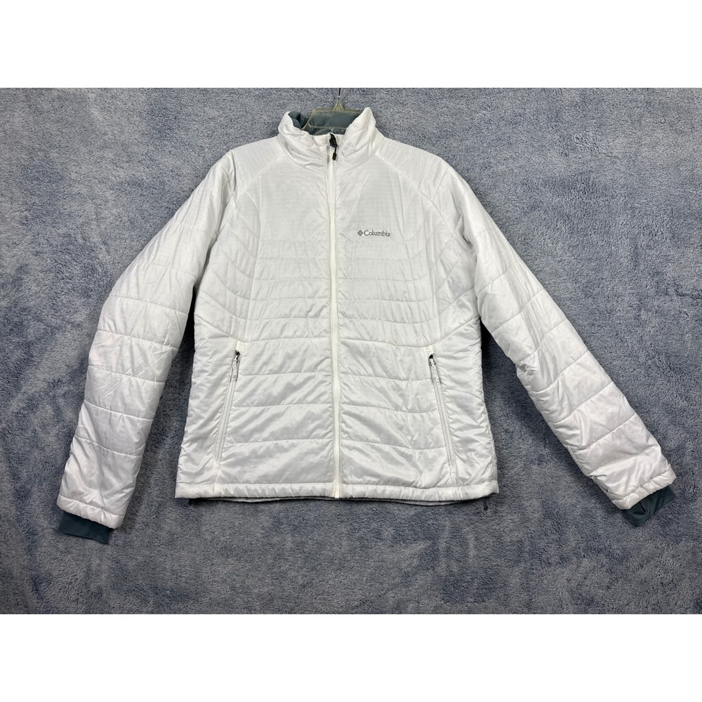 Columbia Womens XL White Puffer Jacket Omni-Shield Interchange Quilted Thermal
